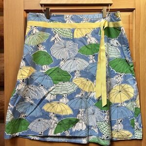 Venezia Lady's Umbrella Novelty Print Whimsical Artsy 100% Cotton Skirt Size 18